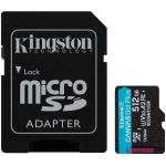 Kingston 512GB microSDXC Canvas Go Plus Gen4 200MB/s A2 U3 V30 Card + Adapter