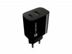 Natec Ribera USB Charger 1X USB-A + 1X USB-C 20W, Black