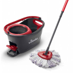 Vileda Turbo 3in1 Microfibre grindų valymo rinkinys su kibiru ir i&scaron;gręžėju, mikropluo&scaron;to, juoda ir raudona