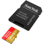 SANDISK Extreme microSDXC 128GB for Action Cams and Drones + SD Adapter + 1 year RescuePRO Deluxe up to 190MB/s & 90MB/s Read/Wr