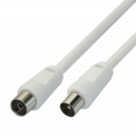 Antenos kabelis DELTACO, A+ klasė, male to female, IEC 169-2, A+ klasė, radijas/TV/SAT/Duomenys, 2 m, baltas / R00150034