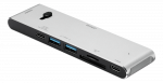 USB-C jungčių stotelė DELTACO USB-C į HDMI/DisplayPort/USB-A/USB-C/atminties kortelės skaitytuvas, 3840x2160, PD 100W, pilka / U