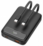 I&scaron;orinė baterija DELTACO, 10 000 mAh, 2 integruoti USB-C laidai, PD 20 W, juodas / PB-CC100 / 1903845