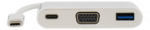 Adapteris DELTACO USB-C - VGA - USB Type A, USB-C ho, 60W, 1080P, 5Gb / s, baltas / USBC-1069