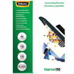 Fellowes | Laminating Pouch | A4 | Clear | Thickness: 100 micron, Qty Per Pack: 100 pcs Ideal for notices, craft materials, sign