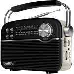 SVEN SRP-500 ne&scaron;iojamas radijo imtuvas su Bluetooth, USB ir microSD, juodas