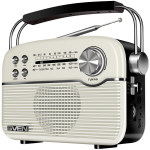 SVEN SRP-500 ne&scaron;iojamas radijo imtuvas su Bluetooth, USB, microSD ir AUX, baltas