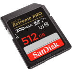 SANDISK Extreme PRO 512GB SDXC Memory Card + 2 years RescuePRO Deluxe up to 200MB/s & 140MB/s Read/Write speeds, UHS-I, Class 10