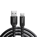 Axagon Data and charging USB 2.0 cable length 1.5 m. 3A. Black braided.