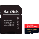 SANDISK Extreme PRO microSDXC 128GB + SD Adapter + 2 years RescuePRO Deluxe up to 200MB/s & 90MB/s Read/Write speeds A2 C10 V30