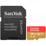 SANDISK Extreme microSDXC 128GB + SD Adapter + 1 year RescuePRO Deluxe up to 190MB/s & 90MB/s Read/Write speeds A2 C10 V30 UHS-I
