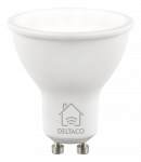 LED lempa DELTACO SMART HOME GU10, WiFI 2.4GHz, 5W, 470lm, 2700K-6500K, 220-240V, balta / SH-LGU10W