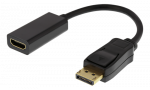 DELTACO DP į HDMI adapteris, dual-mode (DP ++), 3840x2160 prie 60Hz, 0.2m, juodas / DP-HDMI43