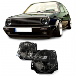 Priekinių žibintų su kryžiais komplektas skirtas VW Golf MK2 (84-91), tamsinti