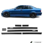 M i&scaron;vaizdos Platūs &scaron;oniniai Durų Moldingai, komplektas skirtas BMW E36 Sedan / Touring (90-99)