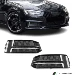 Prie&scaron;rūkinių Grotelės / Dangteliai, komplektas skirtas Audi A4 B9 (15-19) S-Line, be distroniko, juodos + chromuotos