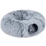 Tunelis-guolis katėms 3 viename, sulankstomas, pliu&scaron;inis, su pagalvėle, iki 5 kg, &scaron;viesiai pilkas