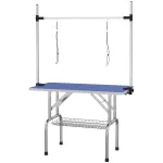 Kirpimo stalas &scaron;unims ir katėms 107x60 cm, sulankstomas, su laikikliu ir apatiniu krep&scaron;iu, iki 100 kg, mėlynas