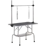 Kirpimo stalas &scaron;unims ir katėms 107x60 cm, sulankstomas, su laikikliu ir apatiniu krep&scaron;iu, iki 100 kg, juodas