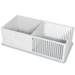 Gimdymo dėžė &scaron;uniukams su paklotu, dviejų skyrių, medinė, 166x80x50 cm, balta