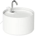 Keraminis gertuvės fontanėlis katėms ir &scaron;unims, 2,2 l, su 4 pakopų filtru ir tylia pompa, baltas