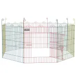 Aptvaras &scaron;uniukams ir smulkiems gyvūnams, 8 dalių, su durelėmis, metalinis, &Oslash;156x60 cm, spalvotas