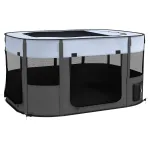 Sulankstomas aptvaras &scaron;uniukams ir kačiukams 114x89x59 cm, su krep&scaron;iu, gyvūnams iki 10 kg, pilkas