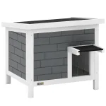 Lauko namelis katėms 61x51x53,5 cm, ap&scaron;iltintas, su atidaromu stogu ir durelėmis, iki 5 kg, pilkas