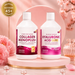 Swedish Nutra - Menoplus rinkinys menopauzei su kolagenu ir hialurono rūg&scaron;timi, 2 x 500 ml
