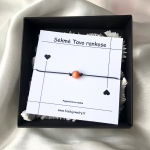 Sėkmės apyrankė su rausva tigro akimi (juoda)