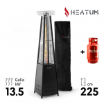 Dujinis &scaron;ildytuvas Heatum Piramidė Atėnė Juoda su dujų balionu