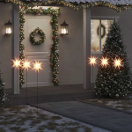 Kalėdiniai &scaron;viestuvai su smaigais/LED 3vnt balti 35cm