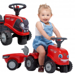 Paspiriamas traktorius FALK Baby Case IH su priekaba ir priedais vaikams