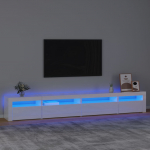 vidaXL TV spintelė su LED ap&scaron;vietimu, balta, 270x35x40cm, blizgi