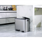 EKO &Scaron;iuk&scaron;liadėžė su pedalu EcoCasa, matinė sidabrinė, 30l+15l