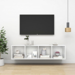 vidaXL Prie sienos montuojama TV spintelė, balta, 37x37x142,5cm, MDP