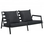 vidaXL Dvivietė sodo sofa su pagalvėlėmis, tamsiai pilka, aliuminis