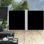 vidaXL I&scaron;traukiama &scaron;oninė pertvara, juodos spalvos, 140x600cm
