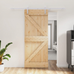 vidaXL Stumdomos durys su įrangos rinkiniu, 85x210cm, pu&scaron;ies masyvas