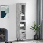 vidaXL Komoda, betono pilkos spalvos, 34,5x34x180cm, apdirbta mediena