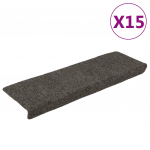 Laiptų kilimėliai lipnūs 15 vnt 65x21x4 cm antracito spalvos stačiakampiai kra&scaron;tai