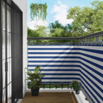 Balkono Ekranas Mėlyna ir balta 110 x 400 cm Oksfordo audinys