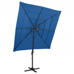 Sodo skėtis su aliuminio stulpu mėlynas 250x250cm 4 auk&scaron;čių