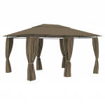 Sodo palapinė su užuolaidomis taupe spalvos 4x3m 180g/m&sup2;