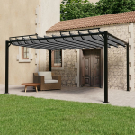 Pavėsinė su žaliuzių stogu antracito 3x4m audinys/aliuminis