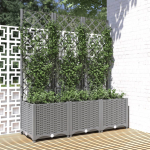 Sodo lovelis su treliažu &scaron;viesiai pilkas 120x40x136cm PP