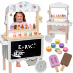 Medinė parduotuvė ledainė saldumynų vežimėlis VIGA 3in1