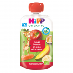 Ekologi&scaron;ka obuolių, morkų tyrelė su mango ir bananais