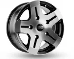 Elite Wheels EJ06-ROCKY (MAX LOAD: 1050 kg) CONIC R16 7J 5x130 ET45 CB89.1 BLACK POLISHED ELITE COATING