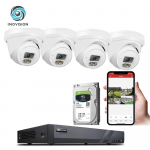 Vaizdo stebėjimo kamerų 5MPx4 DOME VAI2346HKW (BALTOS) +INOVISION 8 xPOE + 4x20m laidų komplektas namams